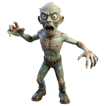 magnificent modern A grotesque zombie, decaying flesh, outstretched arms, professional png