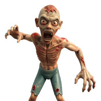 dramatic contemporary A grotesque zombie, decaying flesh, outstretched arms, high resolution png