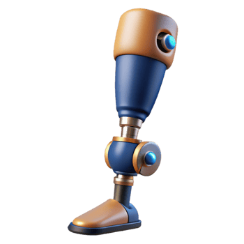 impressive abstract Advanced prosthetic leg with hydraulic components authentic png