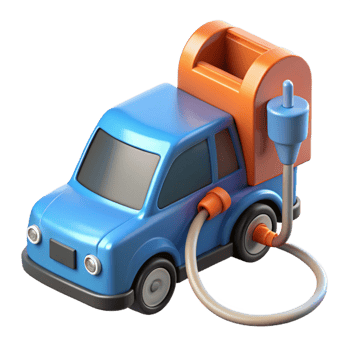 vibrant rustic Electric car charging at a charging station connector high resolution png