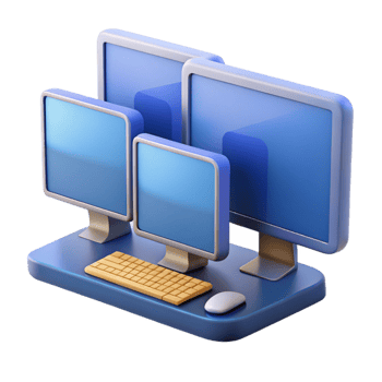 stunning vintage Desktop computer with multiple monitors premium png