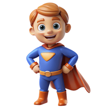 stunning traditional Happy child wearing a superhero costume, high resolution png