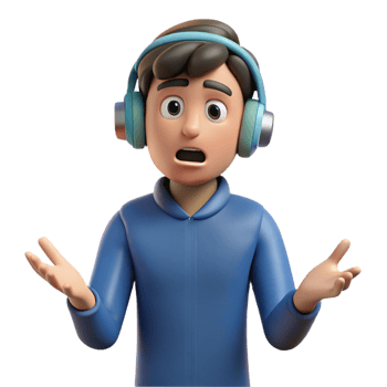 stunning modern Confused young man with headphones, authentic png