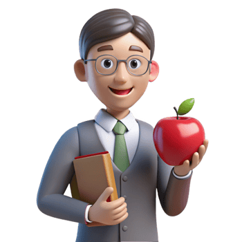 beautiful vintage Teacher holding an apple, original png