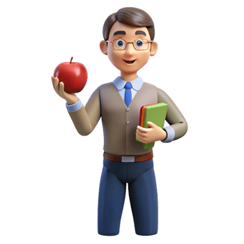 beautiful traditional Teacher holding an apple, detailed png