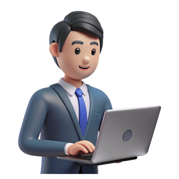 impressive artistic Office worker using a laptop, professional png