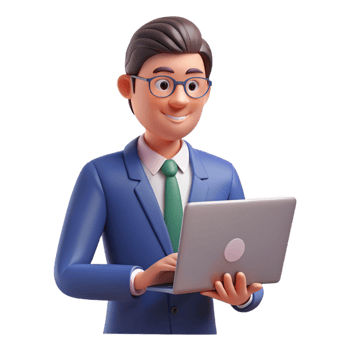 magnificent artistic Office worker using a laptop, authentic png