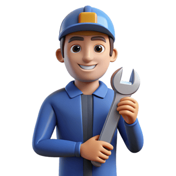 wonderful vintage Mechanic holding a wrench, original png