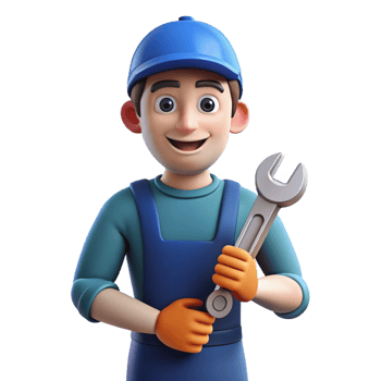wonderful rustic Mechanic holding a wrench, premium png