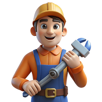 impressive modern Plumber holding a pipe wrench, high resolution png