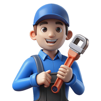 extraordinary contemporary Plumber holding a pipe wrench, authentic png