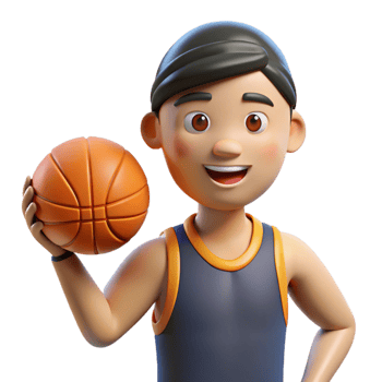 extraordinary rustic Athlete holding a basketball, genuine png