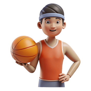 magnificent minimalist Athlete holding a basketball, high quality png