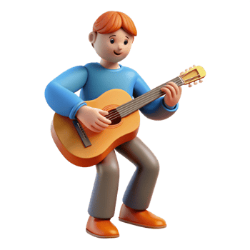 elegant rustic Musician playing a guitar, original png