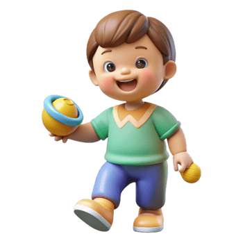 serene abstract Happy toddler playing with a toy, high quality png