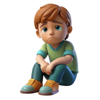 impressive contemporary Sad child sitting alone, detailed png