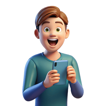 extraordinary rustic Excited teenager with a smartphone, professional png