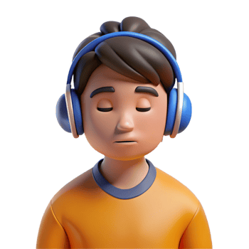 dramatic modern Bored teenager listening to music, exclusive png