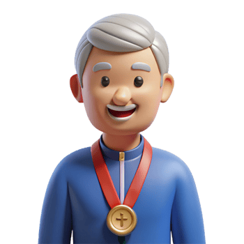 extraordinary contemporary Proud senior man with a medal, original png