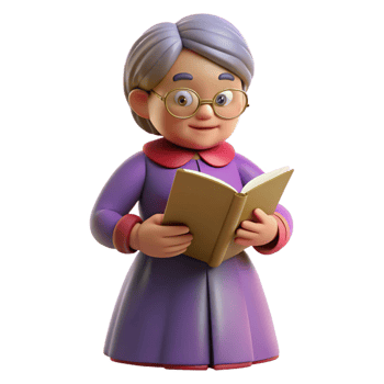 dramatic contemporary Wise elderly woman with a book, premium png