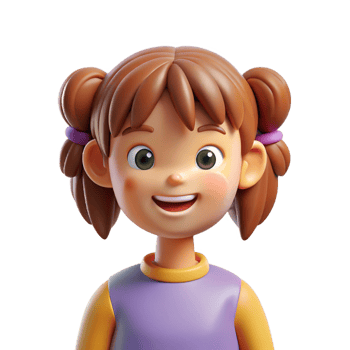 impressive contemporary Girl with pigtails, authentic png