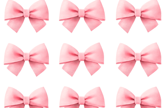 Pattern of pink velvet bows isolated on black, cut out transparent png