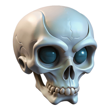 wonderful artistic Intricate alien skull with bone ornamentation, high quality png