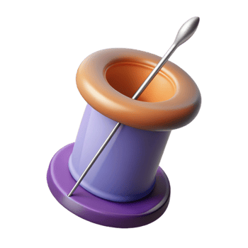 serene contemporary A sewing needle with thread, authentic png