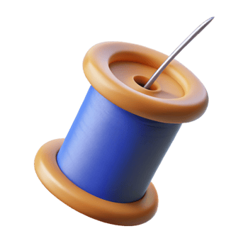 beautiful artistic A sewing needle with thread, detailed png