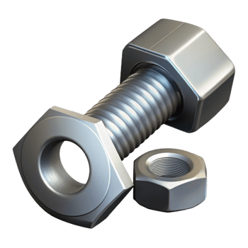 dramatic vintage A metal nut and bolt, detailed png