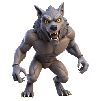 impressive vintage A fierce werewolf mid-transformation high quality png