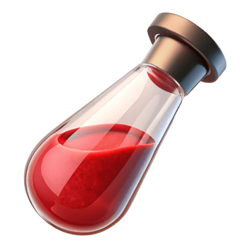 wonderful modern A single, glass vial filled with a mysterious red powder high quality png