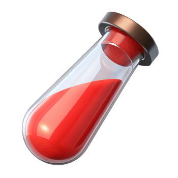 magnificent minimalist A single, glass vial filled with a mysterious red powder genuine png