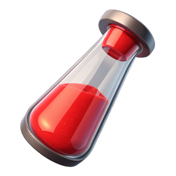 dramatic rustic A single, glass vial filled with a mysterious red powder genuine png