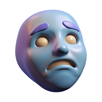 serene abstract A single, floating, ethereal mask with a sad expression exclusive png