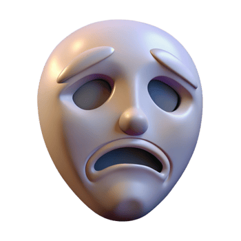 elegant rustic A single, floating, ethereal mask with a sad expression 4K png