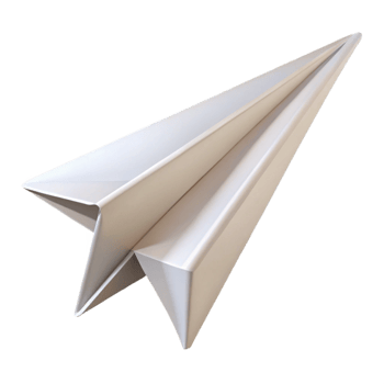 stunning contemporary A single, paper airplane, folded, white, soaring professional png