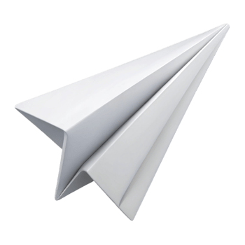 wonderful modern A single, paper airplane, folded, white, soaring 4K png