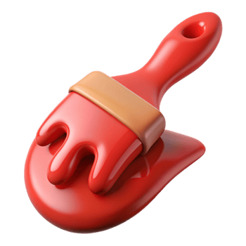 beautiful creative A single, paintbrush, dripping with red paint high resolution png