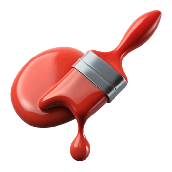 elegant artistic A single, paintbrush, dripping with red paint exclusive png