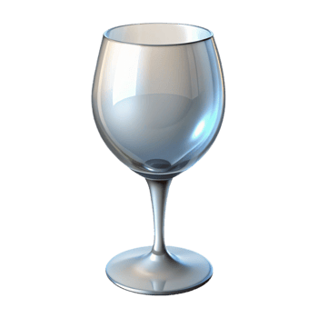 beautiful modern A single, wine glass, empty, crystal clear detailed png
