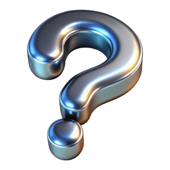 elegant traditional A single, question mark, metallic, 3D, floating high quality png
