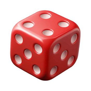 impressive creative A single, dice, showing six, red dots premium png