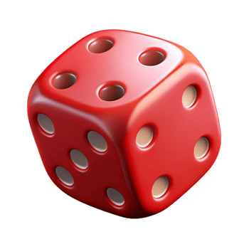 serene rustic A single, dice, showing six, red dots detailed png