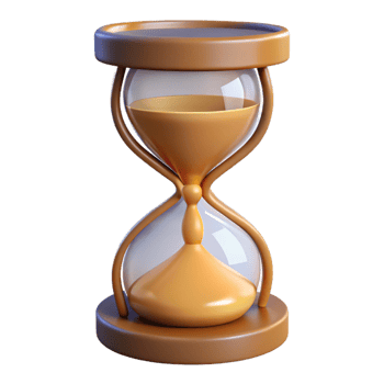 vibrant vintage A single, hourglass, sand flowing, time concept 4K png