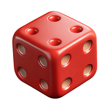 serene contemporary A single, dice, showing six, red dots professional png