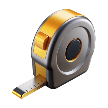 stunning contemporary A single, tape measure, extended, metallic premium png