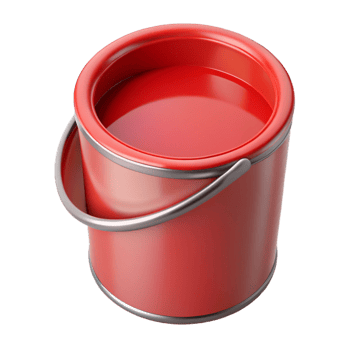 vibrant rustic A single, paint can, open, red paint premium png