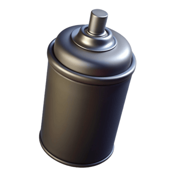 wonderful vintage A single, spray paint can, black, nozzle pressed exclusive png