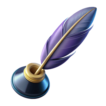 wonderful contemporary A single, quill pen, feather, dipped in ink original png